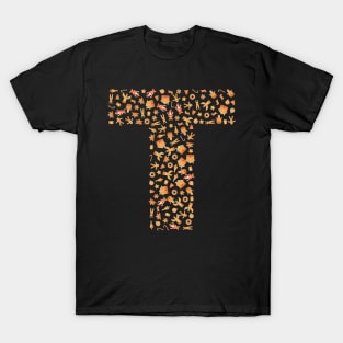 Letter T Initial Christmas Decorations Gingerbread T-Shirt